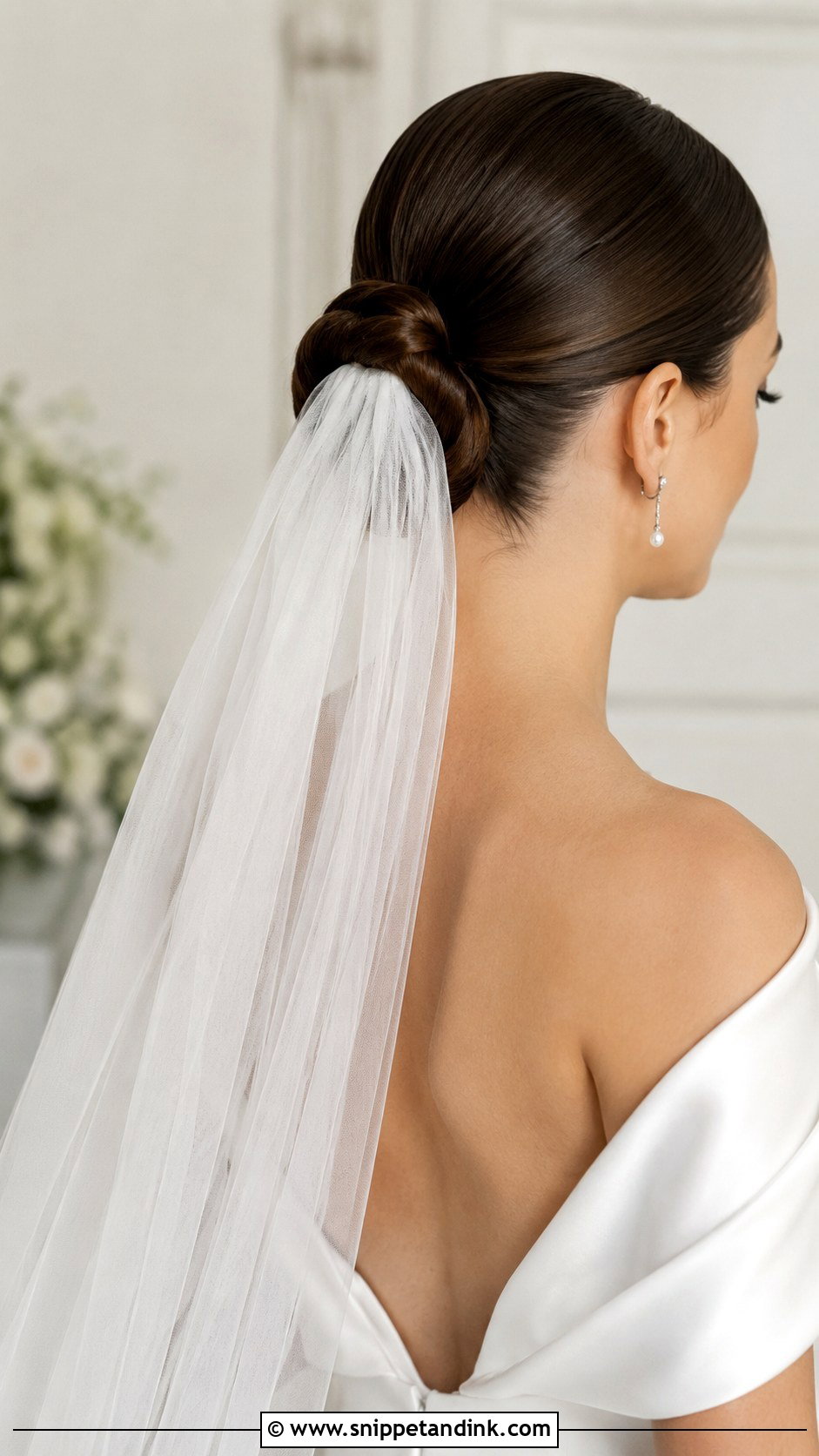 Slicked Back Bun With Veil - Snippet and Ink - 25 Slick Back Wedding Hair Ideas