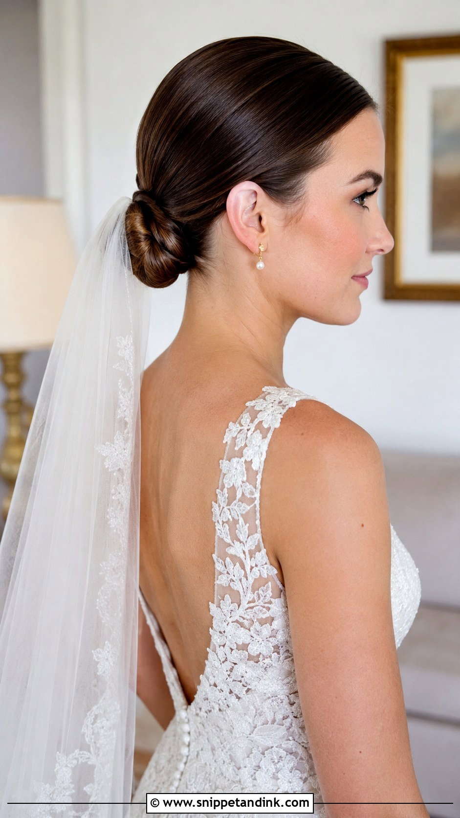 Slicked Back Bun With Veil - Snippet and Ink - 20 Slick Back Wedding Hairstyles
