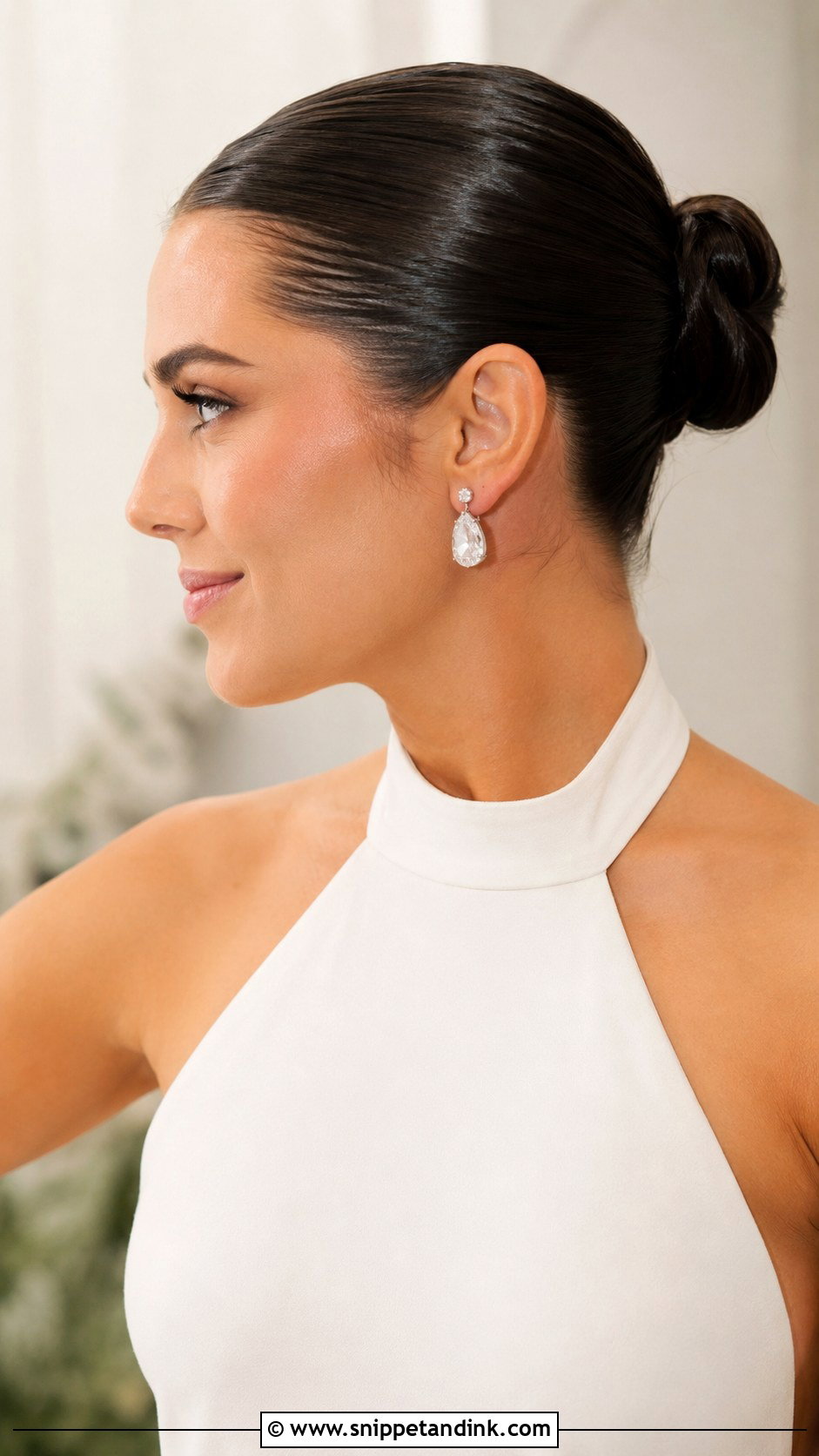Slicked Back Bun for Halter Neckline - Snippet and Ink - 20 Halter Neck Wedding Hairstyles
