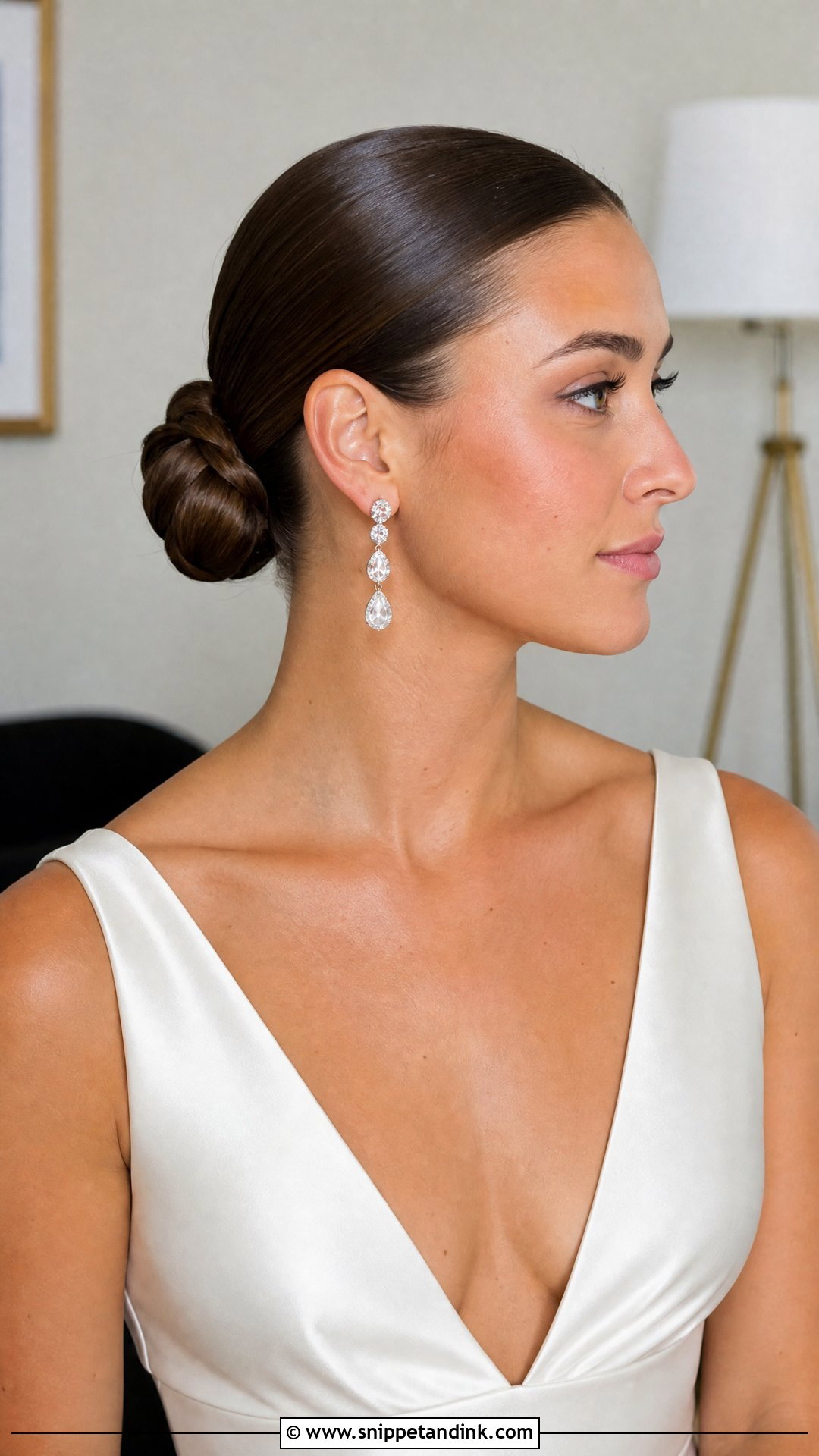 Slicked Back Bun for Short Hair - Snippet and Ink - 20 Short Hair Wedding Updo Ideas