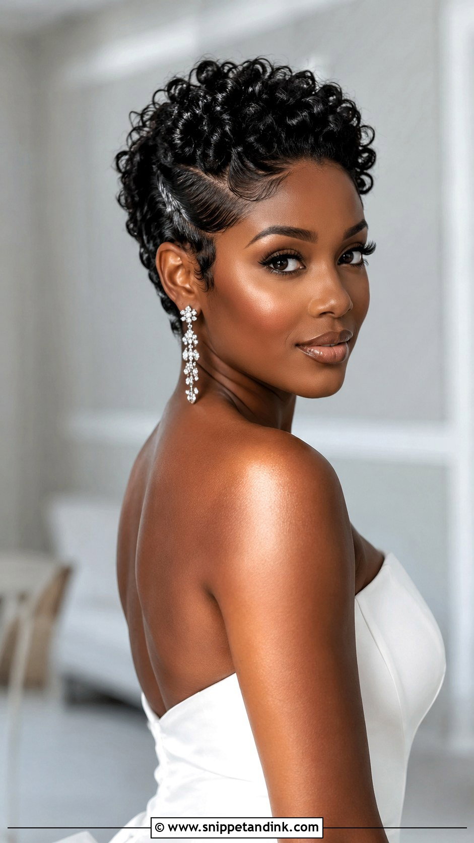 Slicked Back Curly Pixie - Snippet and Ink - 20 Short Curly Hairstyles for Wedding