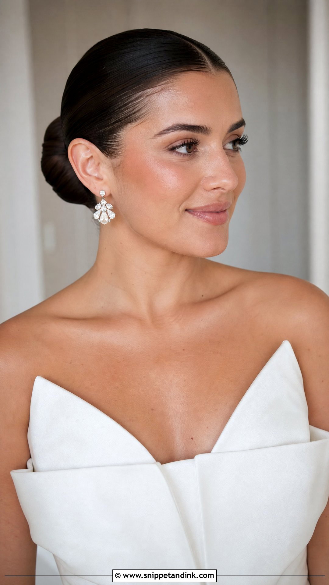 Slicked Back Front With a Bun - Snippet and Ink - 20 Wedding Hair Front Ideas
