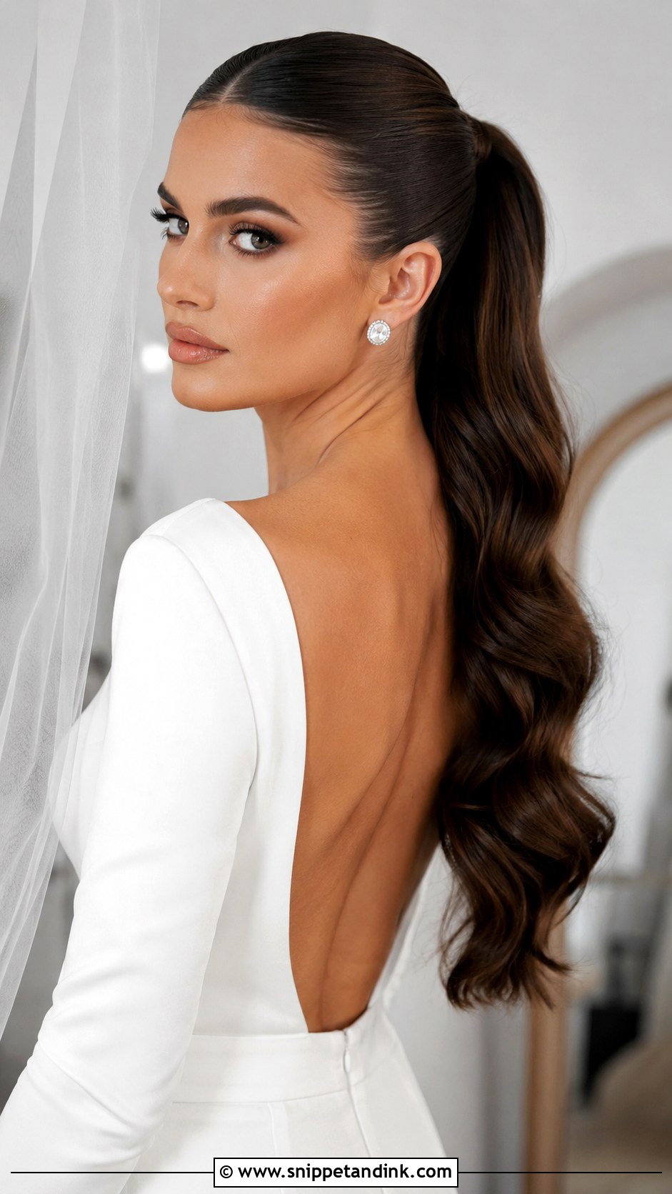 Slicked Back Glam Ponytail - Snippet and Ink - 25 Slick Back Wedding Hair Ideas