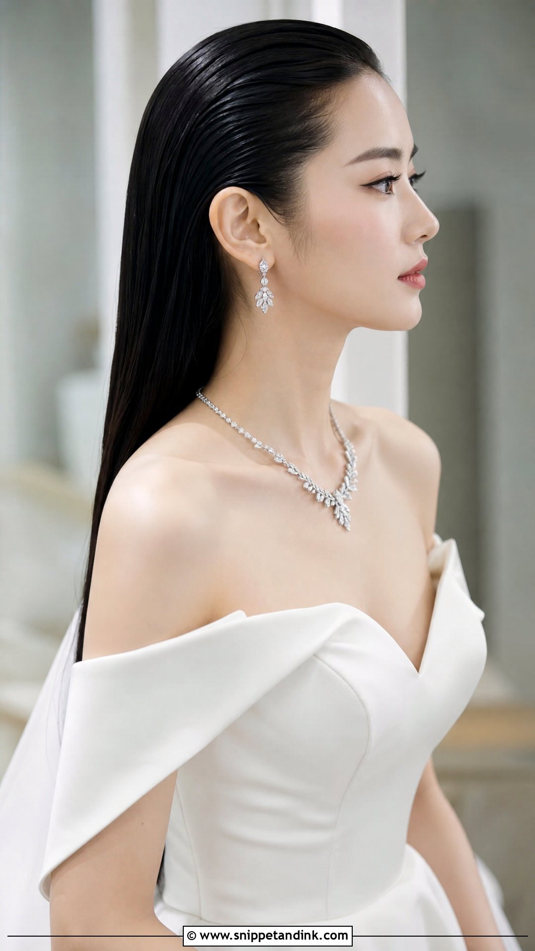 Slicked Back Glam for Long Hair - Snippet and Ink - 20 Bridal Hairstyle for Long Hair Ideas