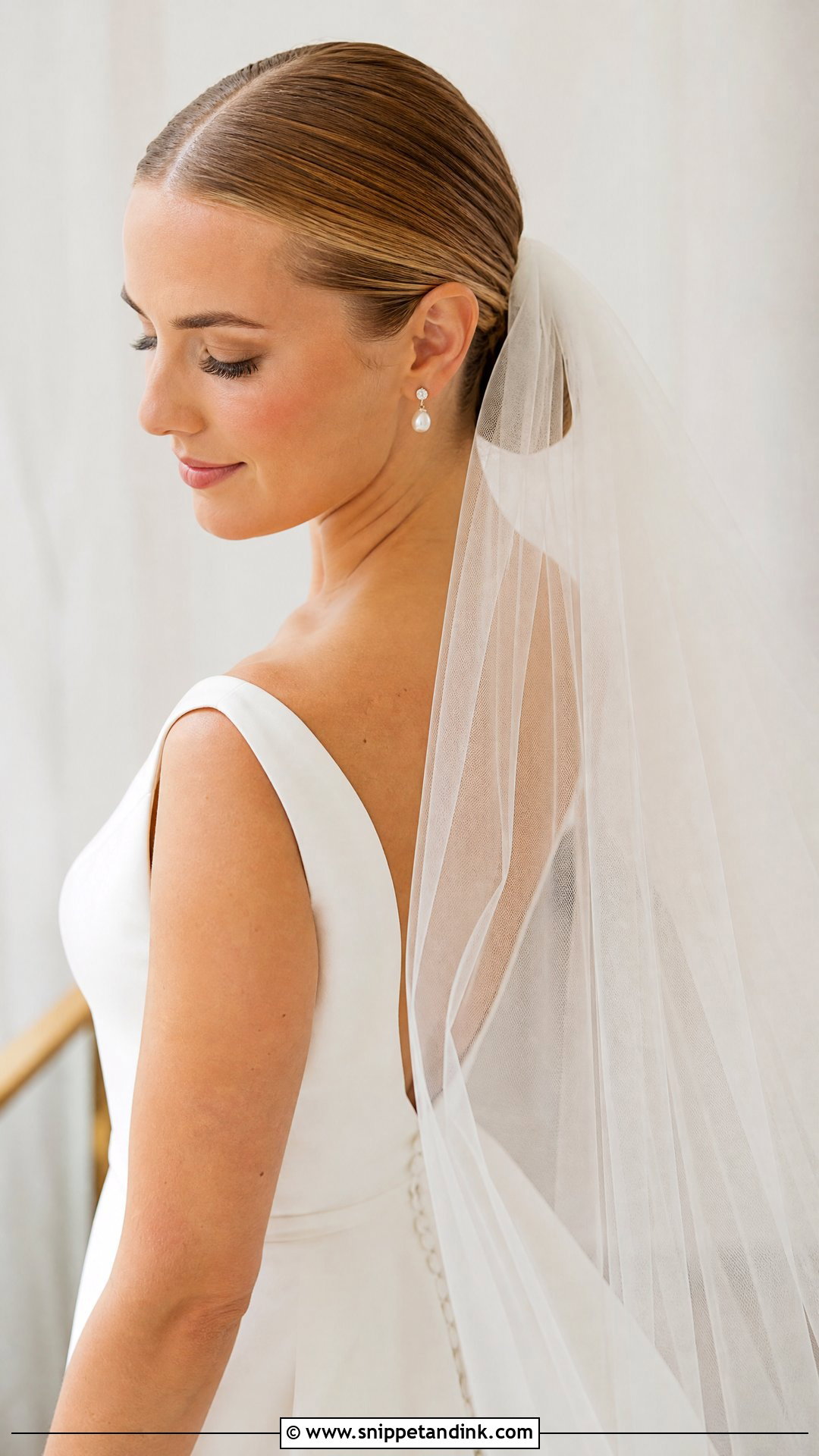 Slicked Back Hair With Cathedral Veil - Snippet and Ink - 20 Slicked Back Wedding Hair Ideas