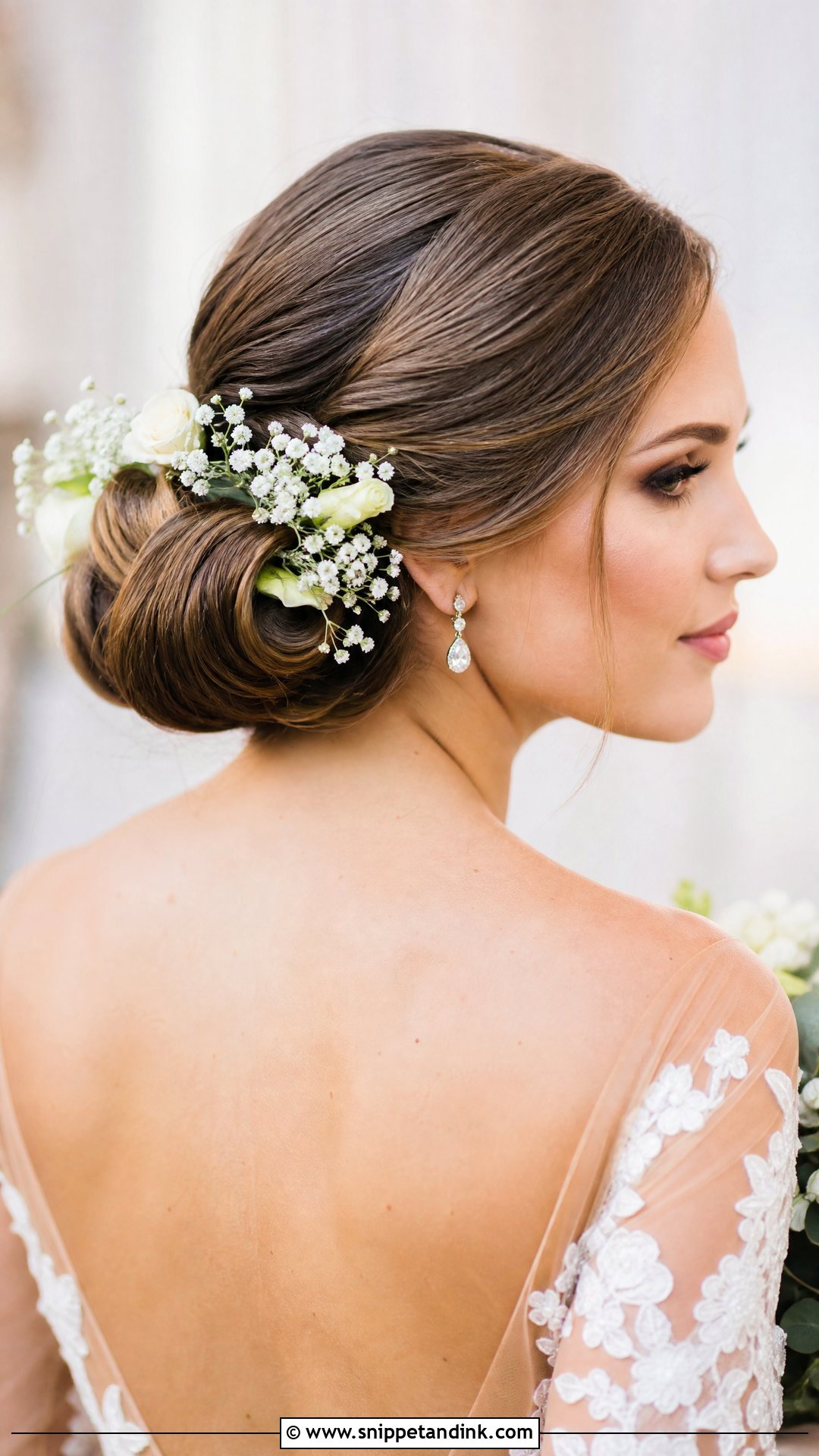 Slicked Back Hair With Flowers - Snippet and Ink - 20 Slick Back Bridal Hair Ideas