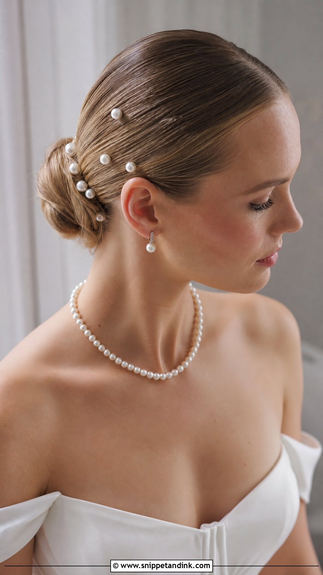 Slicked Back Hair With Pearls - Snippet and Ink - 20 Slick Back Bridal Hair Ideas