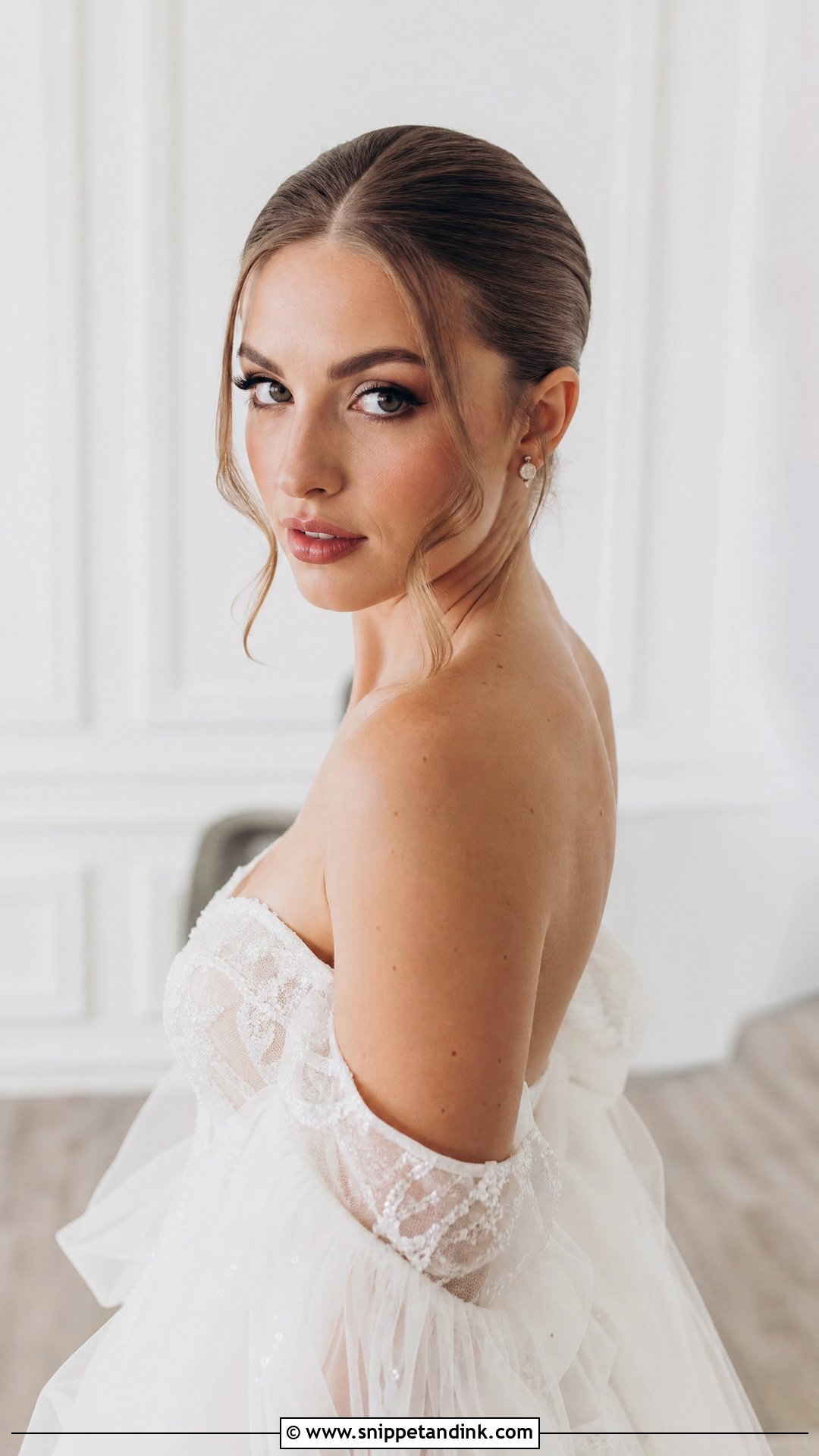Slicked Back Hair With Tendrils - Snippet and Ink - 20 Slicked Back Wedding Hair Ideas