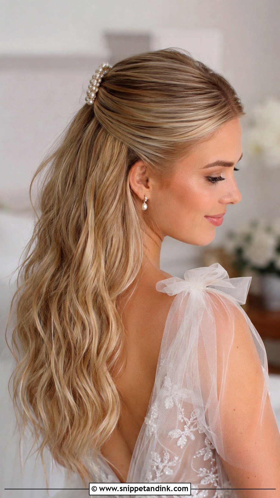 Slicked Back Half Up Hair - Snippet and Ink - 15 Slicked Back Bridal Hair Ideas