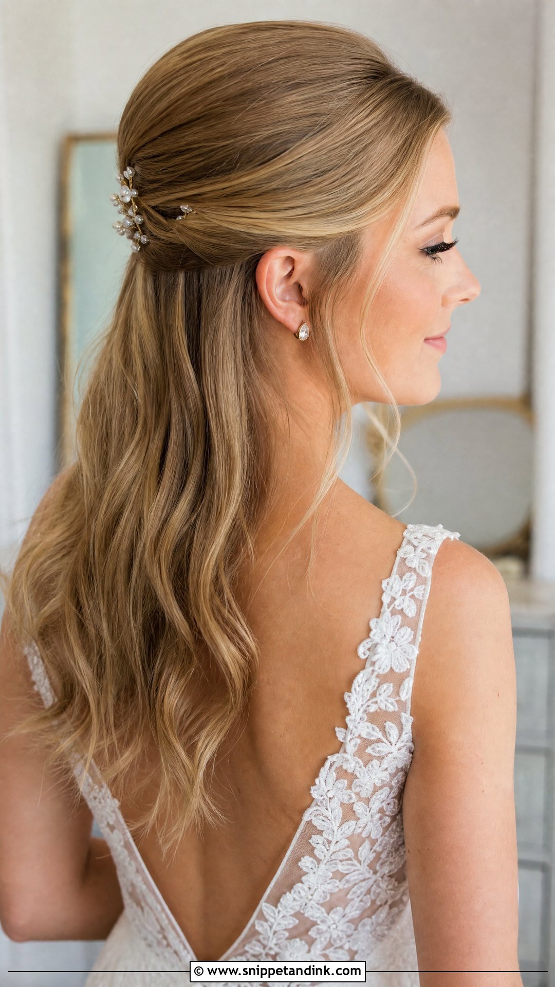 Slicked Back Half Up Half Down - Snippet and Ink - 20 Slicked Back Wedding Hair Ideas