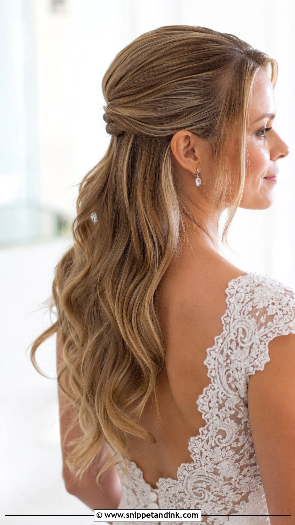 Slicked Back Half Up Half Down - Snippet and Ink - 25 Slick Back Wedding Hair Ideas