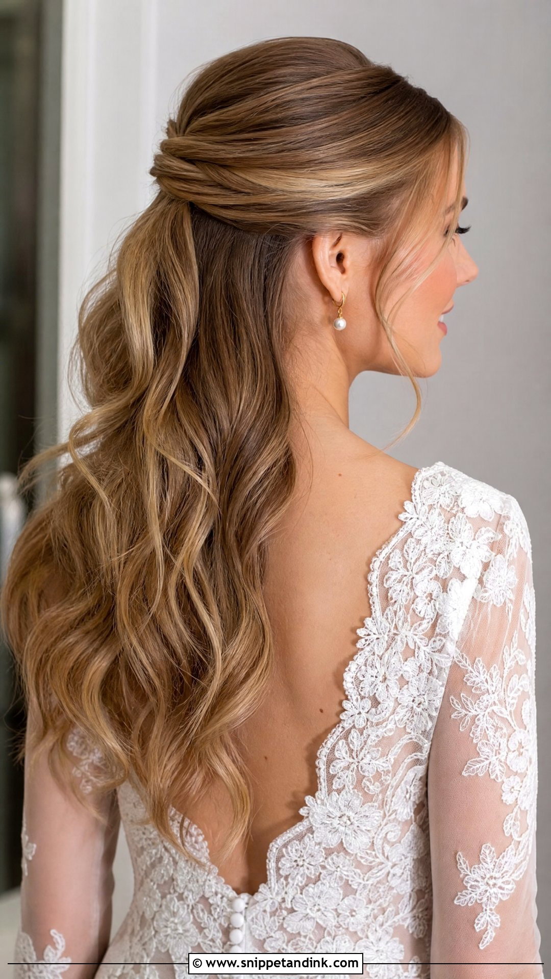 Slicked Back Half Up Half Down - Snippet and Ink - 20 Slick Back Bridal Hair Ideas