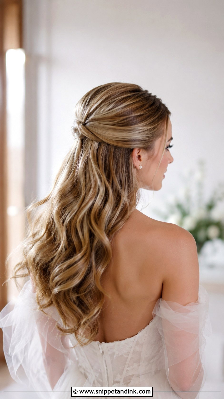 Slicked Back Half Up Wedding Hair - Snippet and Ink - 15 Slick Wedding Hairstyles