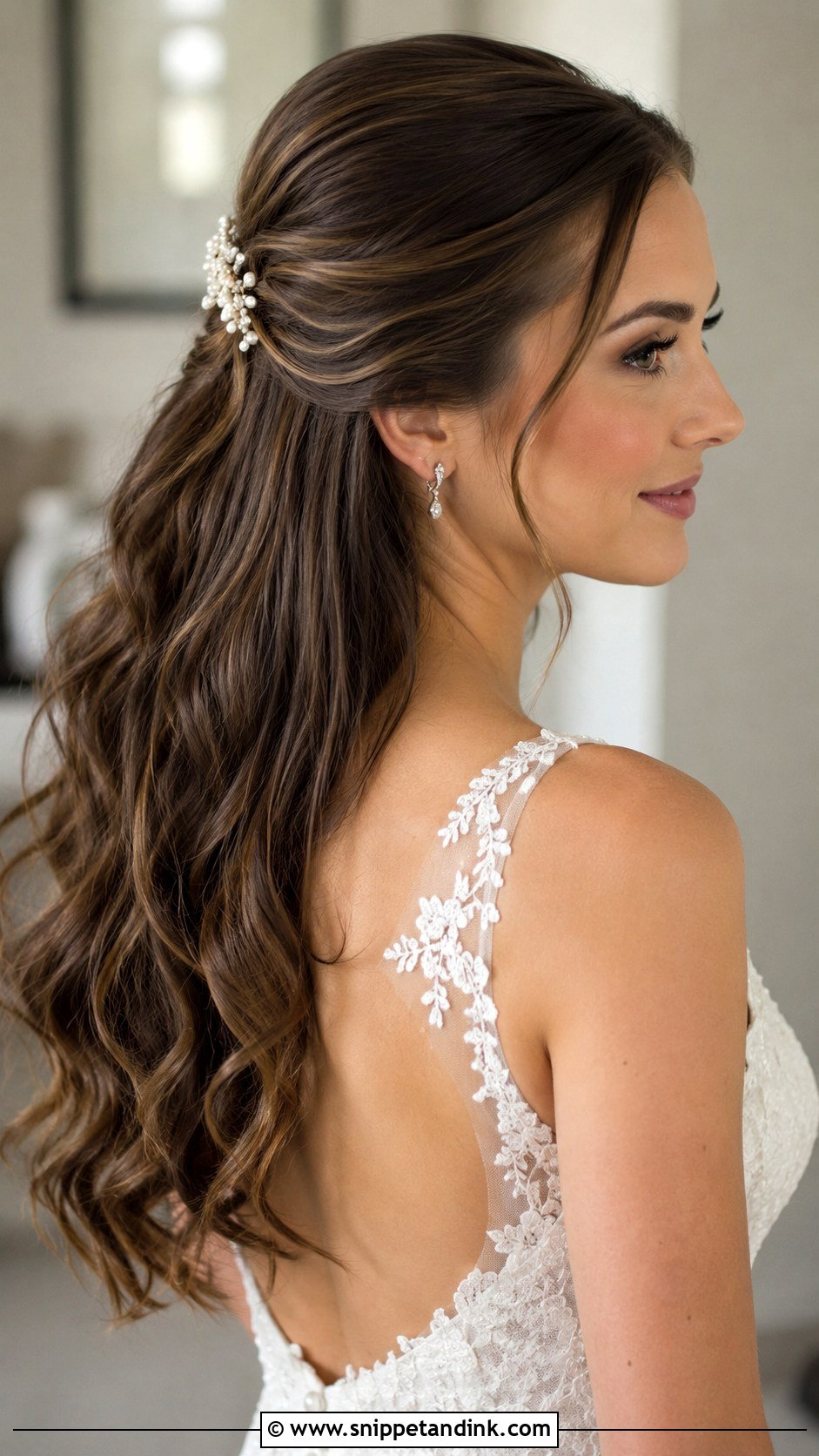 Slicked Back Half Up Wedding Hairstyle - Snippet and Ink - 20 Slick Back Wedding Hairstyles