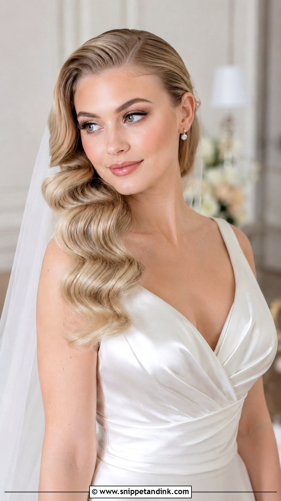 Slicked Back Hollywood Waves Wedding Hairstyle - Snippet and Ink - 15 Slicked Back Wedding Hairstyles