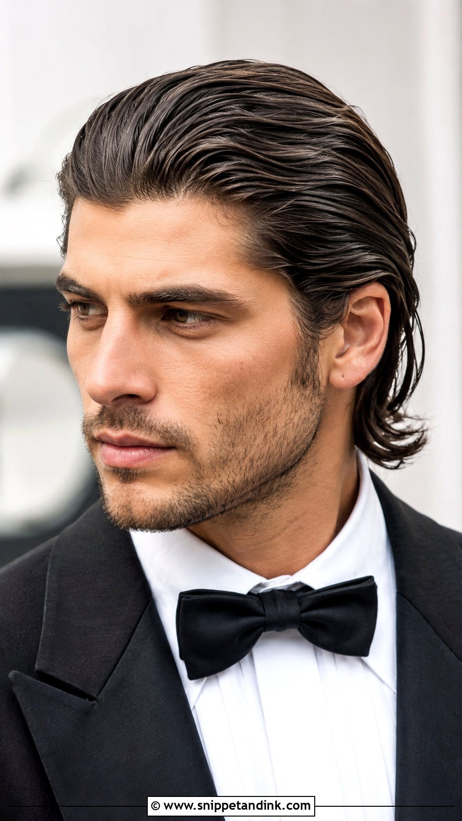 Slicked Back Long Hair - Snippet and Ink - 20 Mens Wedding Hairstyles