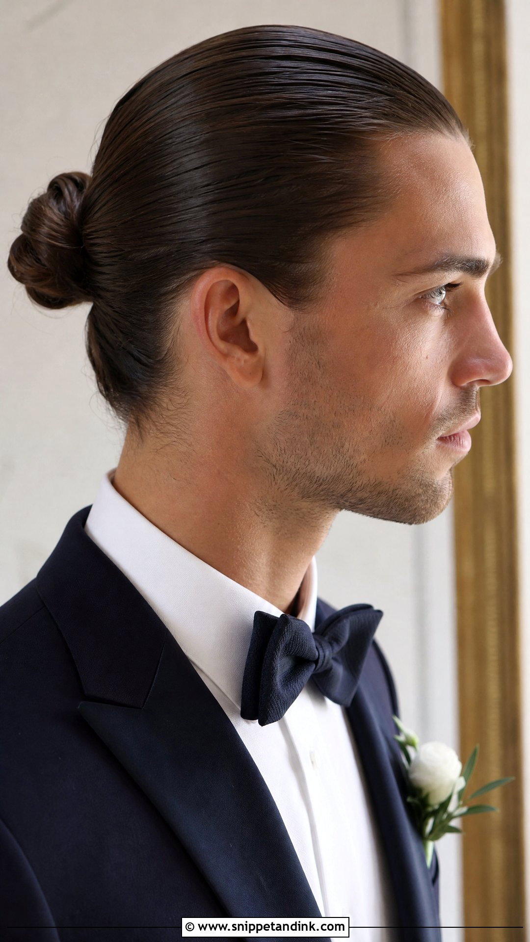 Slicked Back Long Hair - Snippet and Ink - 20 Groom Hairstyle Ideas