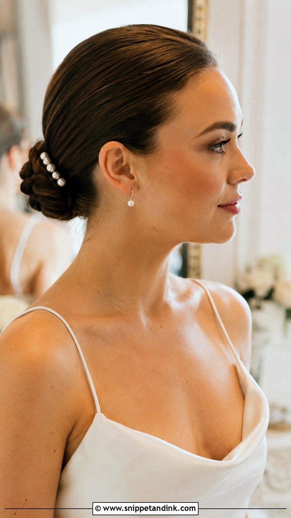 Slicked Back Low Bun - Snippet and Ink - 15 Slicked Back Bridal Hair Ideas