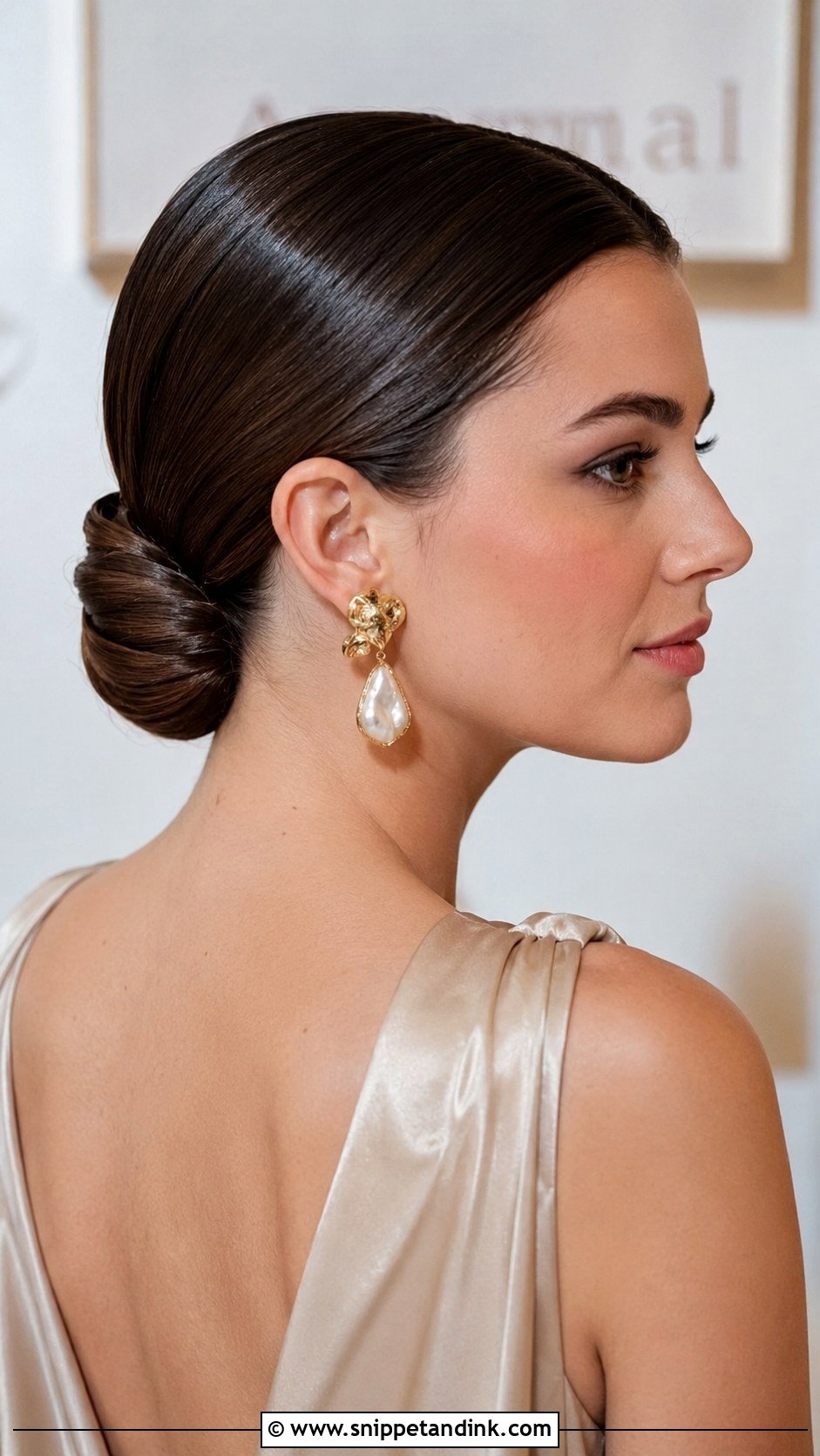 Slicked Back Low Chignon - Snippet and Ink - 20 Medium Length Wedding Guest Hair Ideas