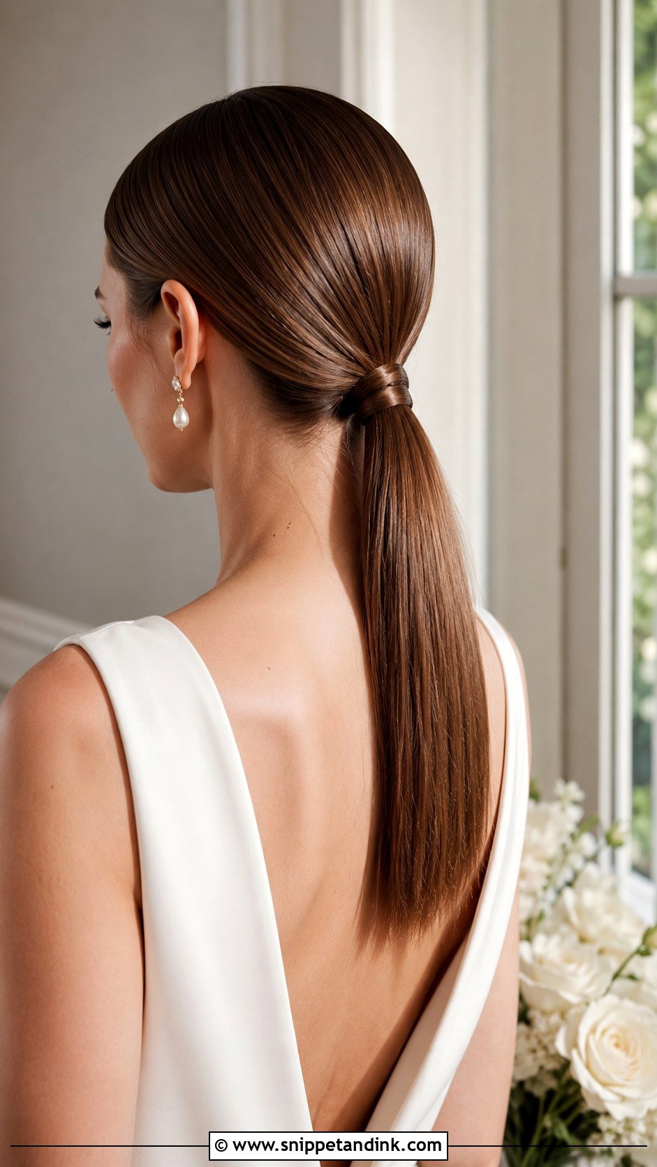 Slicked Back Low Ponytail - Snippet and Ink - 20 Sophia Richie Wedding Hair Ideas
