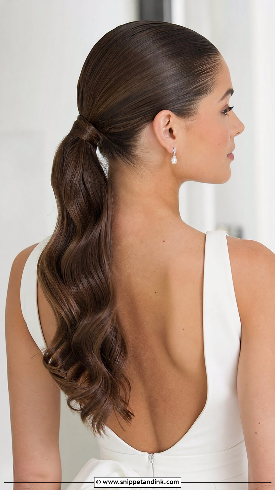 Slicked Back Low Ponytail Wedding Hair - Snippet and Ink - 20 Ariana Grande Wedding Hair Ideas