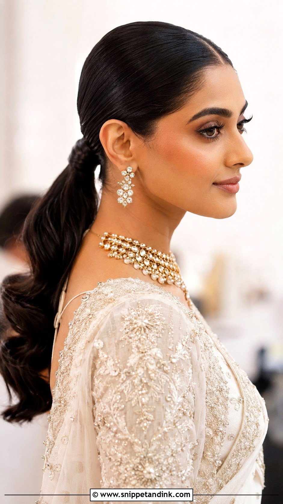 Slicked Back Low Ponytail Wedding Hairstyle - Snippet and Ink - 15 Slicked Back Wedding Hairstyles