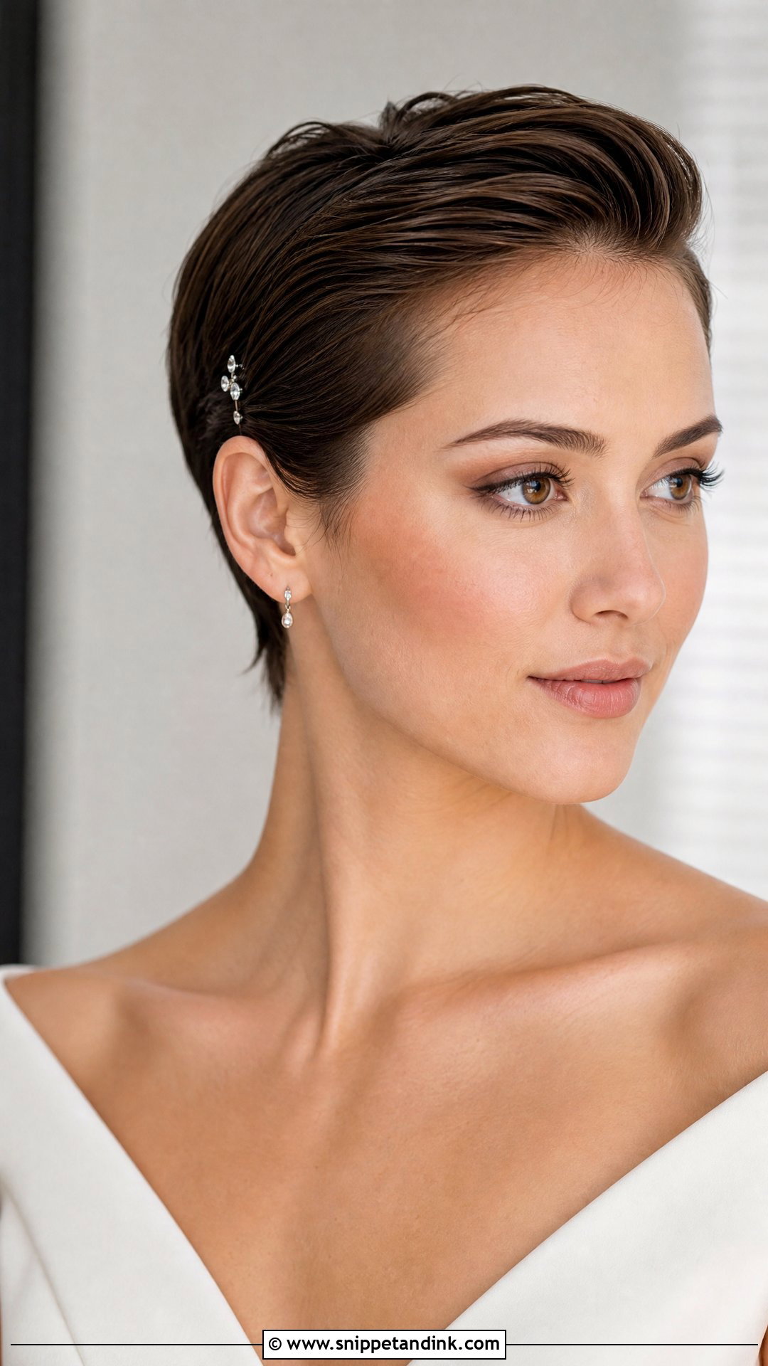 Slicked Back Pixie - Snippet and Ink - 20 Short Haired Bride Ideas