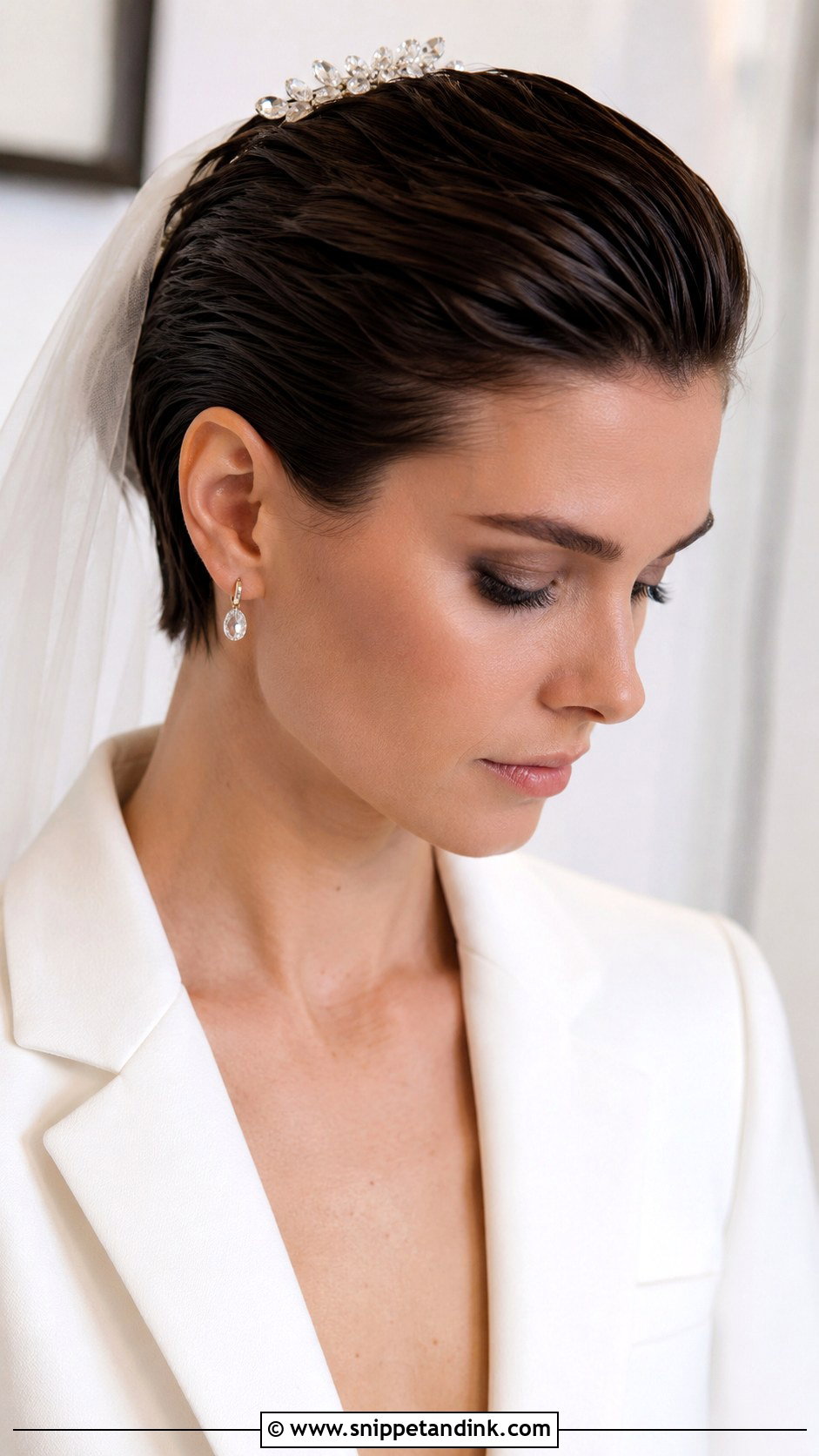 Slicked Back Pixie Wedding Hair - Snippet and Ink - 15 Very Short Hair Wedding Styles