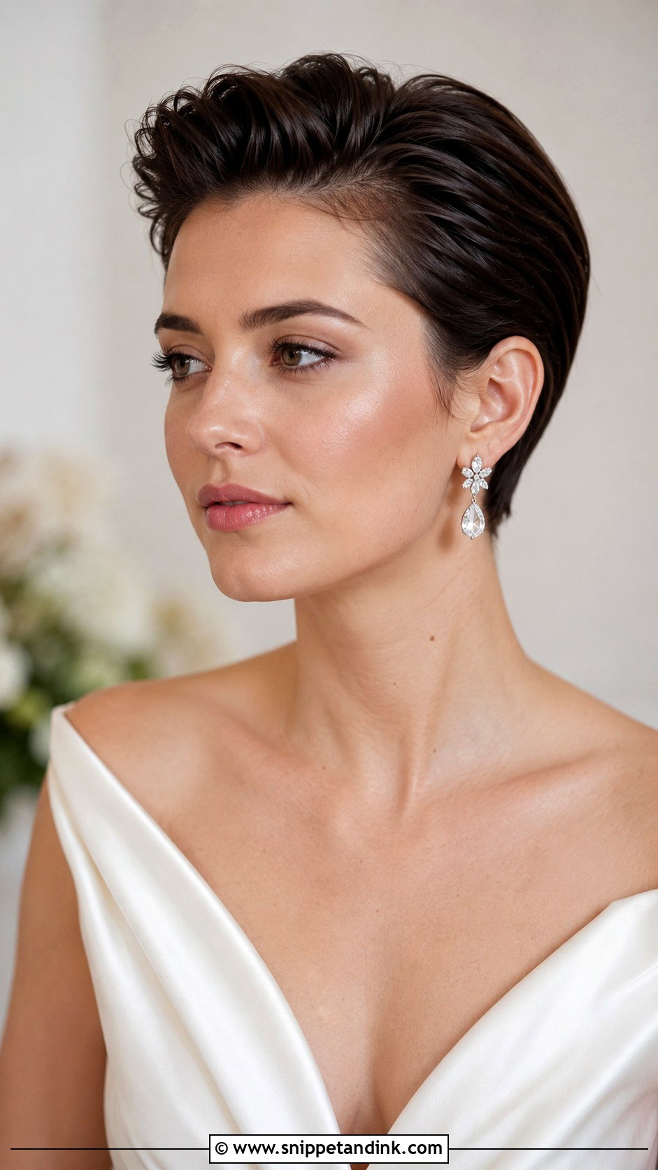 Slicked Back Pixie Wedding Hairstyle - Snippet and Ink - 15 Wedding Hairstyles for Pixie Haircut