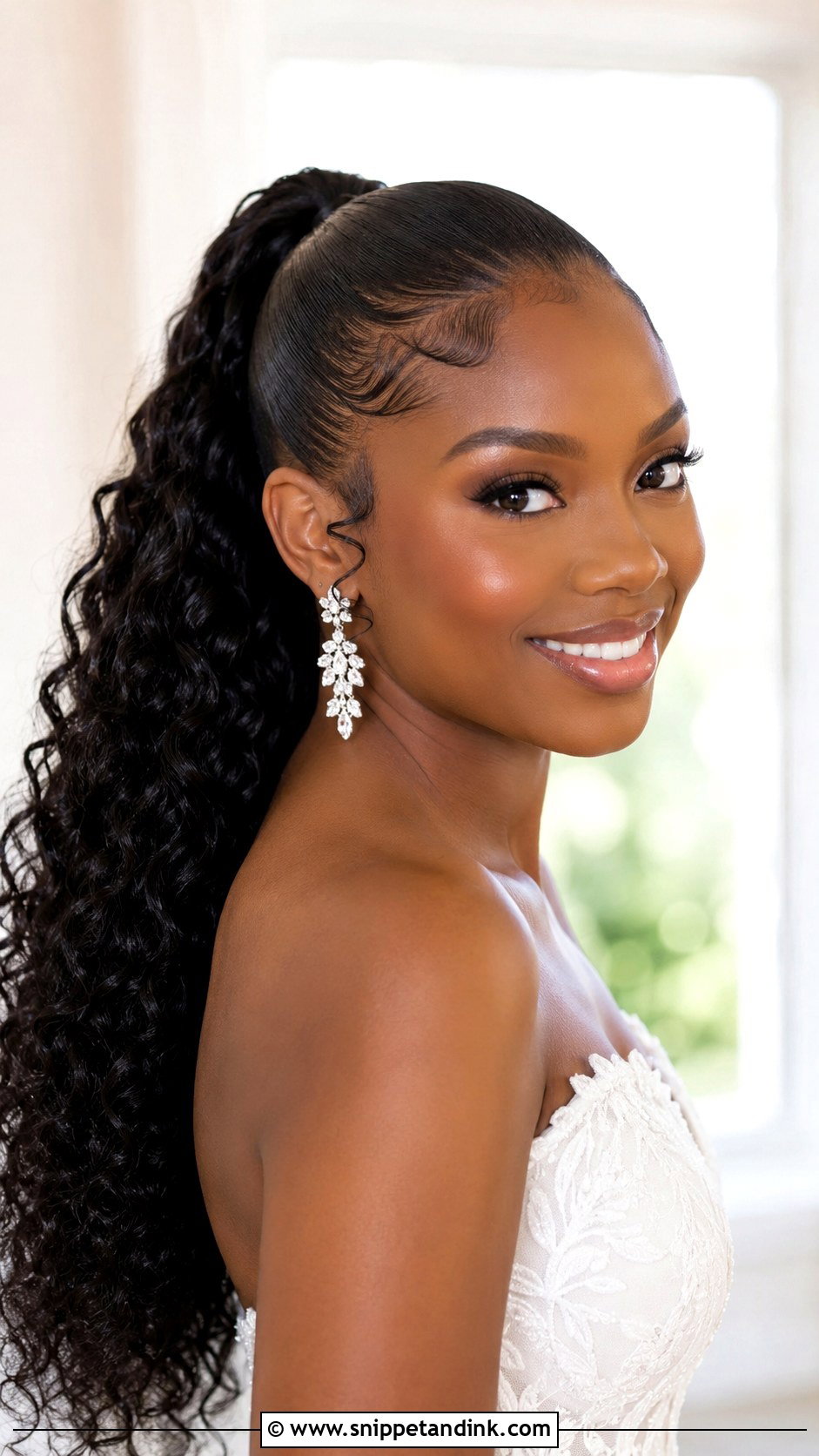 Slicked Back Ponytail Wedding Style - Snippet and Ink - 25 Bridal Hair Black Women Ideas