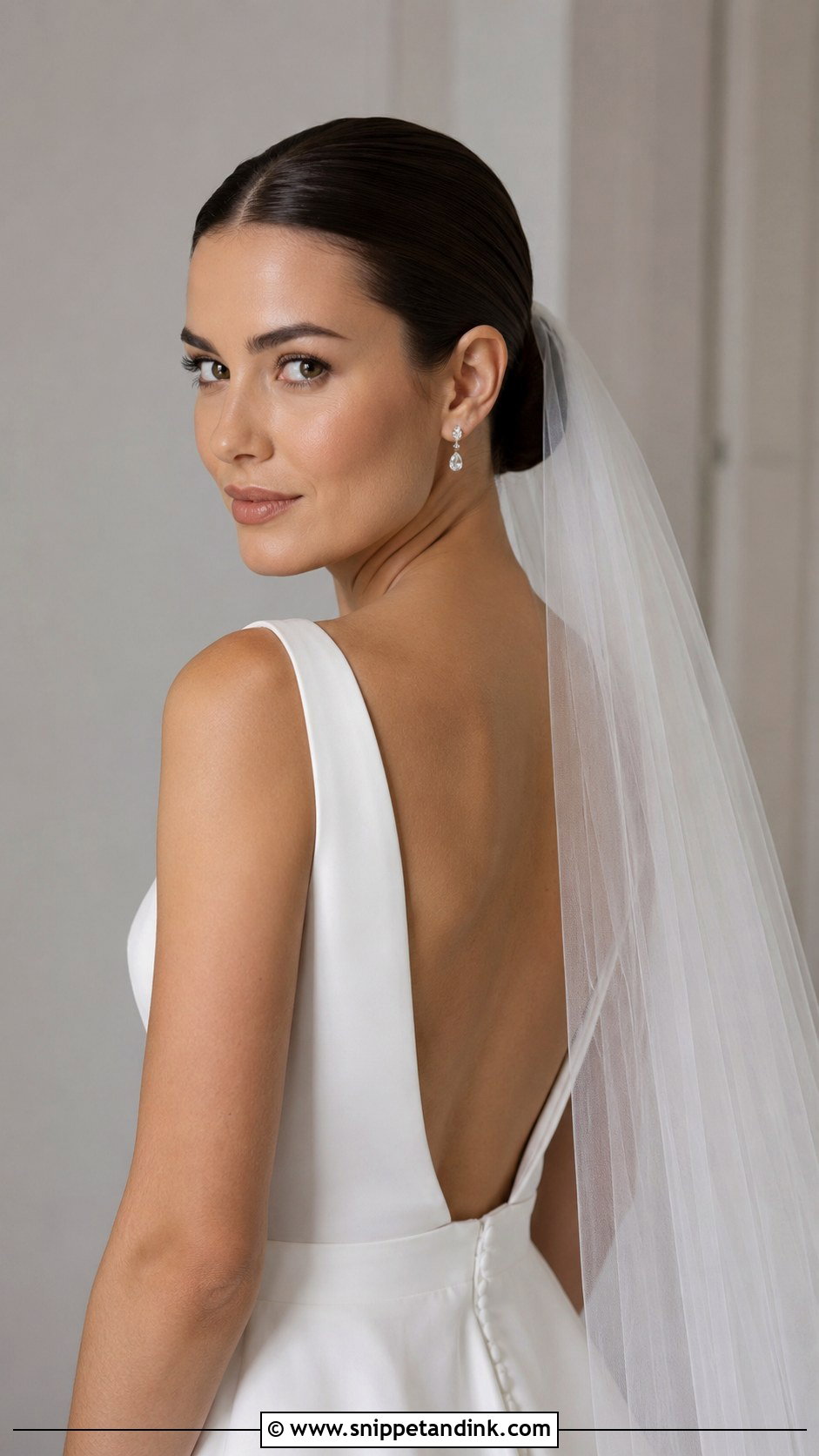 Slicked Back Ponytail With Cathedral Veil - Snippet and Ink - 25 Cathedral Veil Hairstyle Ideas