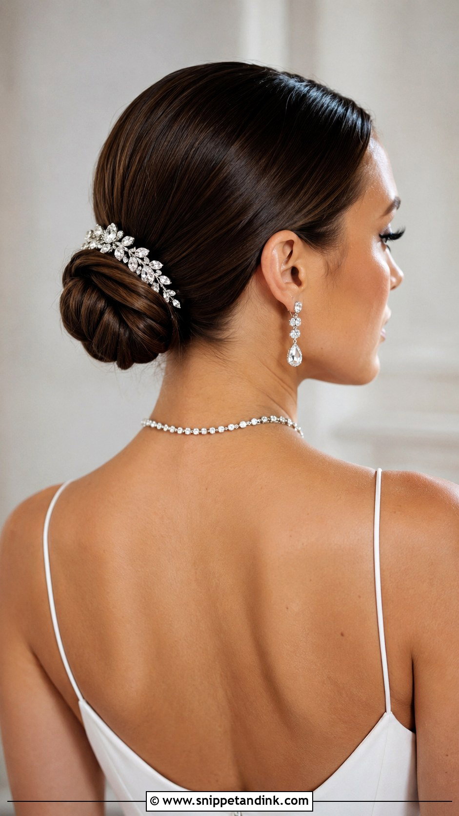 Slicked Back Short Bridal Bun - Snippet and Ink - 25 Short Bridal Hairstyles