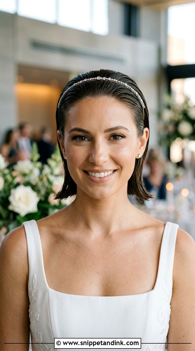 Slicked Back Short Hair - Snippet and Ink - 20 Brides with Short Hair Ideas