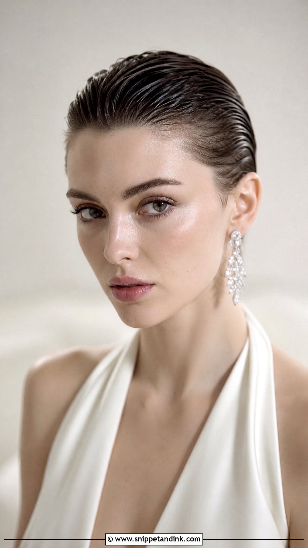 Slicked Back Short Hair for Brides - Snippet and Ink - 20 Short Hair Bridal Styles