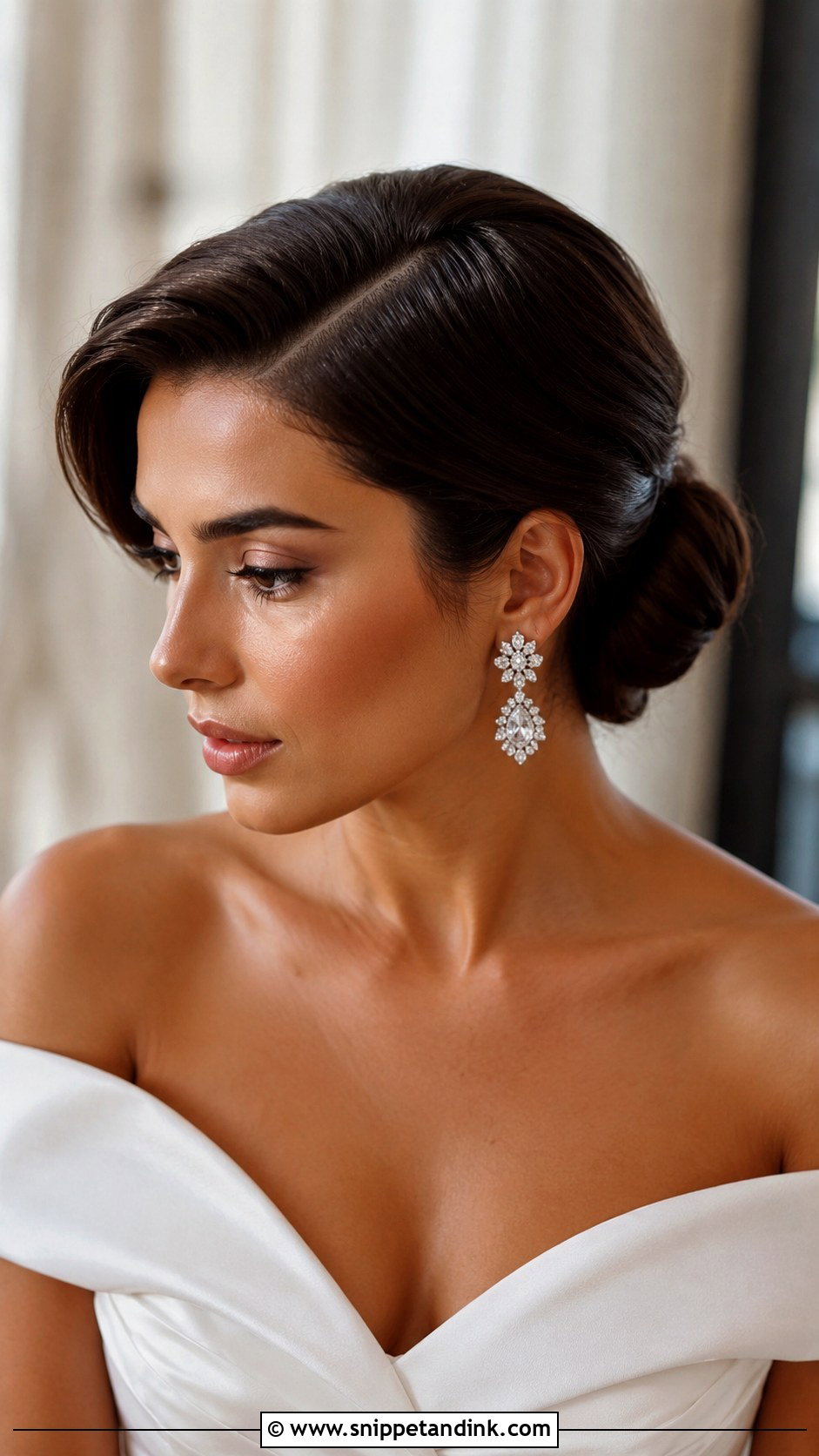 Slicked Back Side Part Bun - Snippet and Ink - 15 Slicked Back Bridal Hair Ideas
