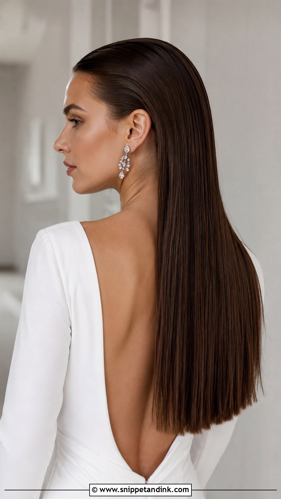 Slicked Back Sleek Straight Hair - Snippet and Ink - 25 Slick Back Wedding Hair Ideas