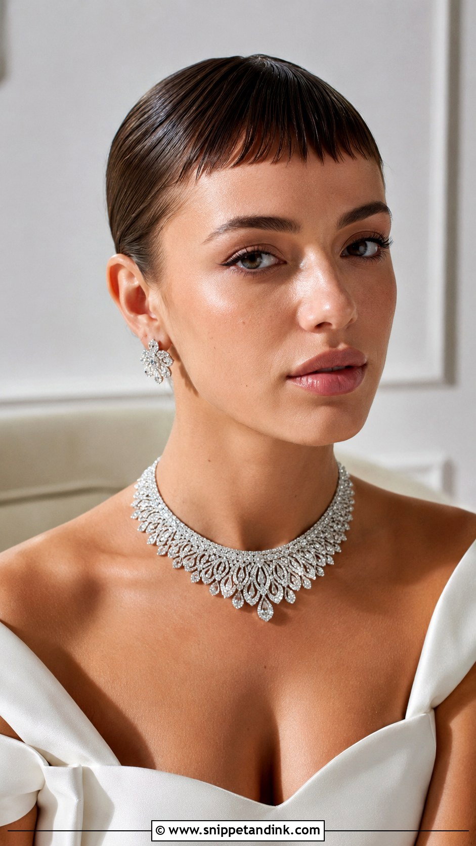 Slicked Back Style with Baby Bangs - Snippet and Ink - 25 Bridal Hairstyles with Bangs