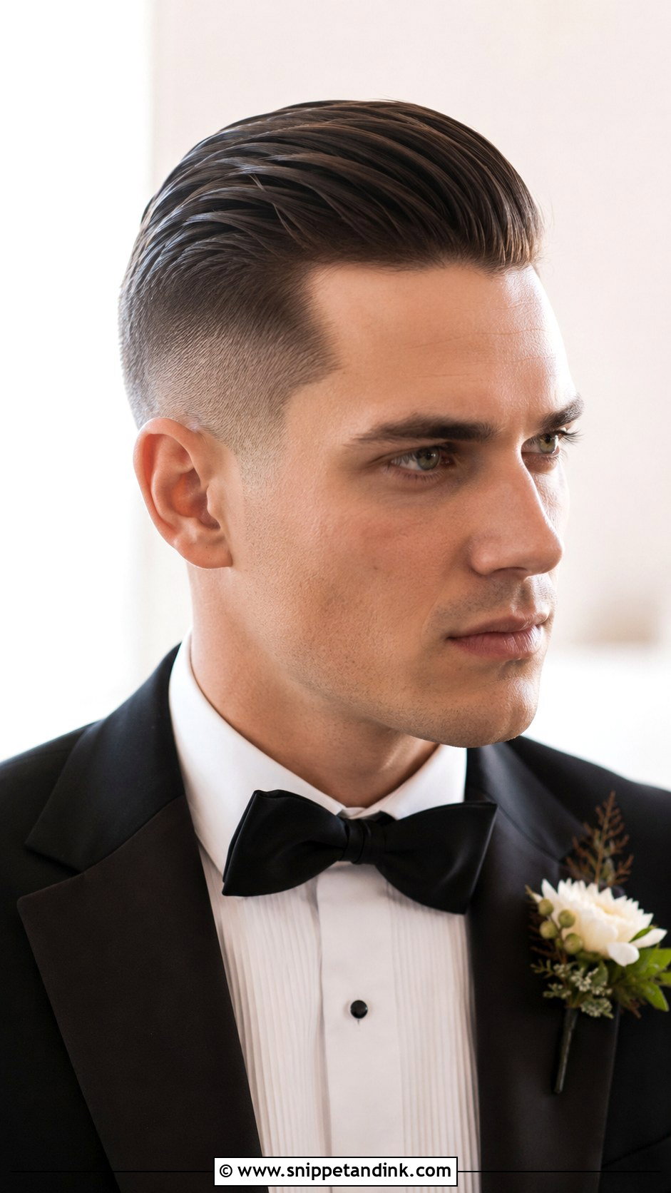 Slicked Back Undercut for Grooms - Snippet and Ink - 20 Hairstyle for Groom Ideas