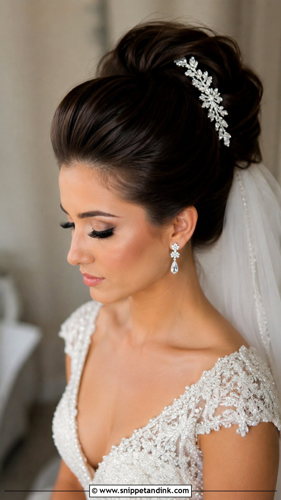 Slicked Back Voluminous Updo Wedding Hairstyle - Snippet and Ink - 25 Elegant Wedding Hairstyles