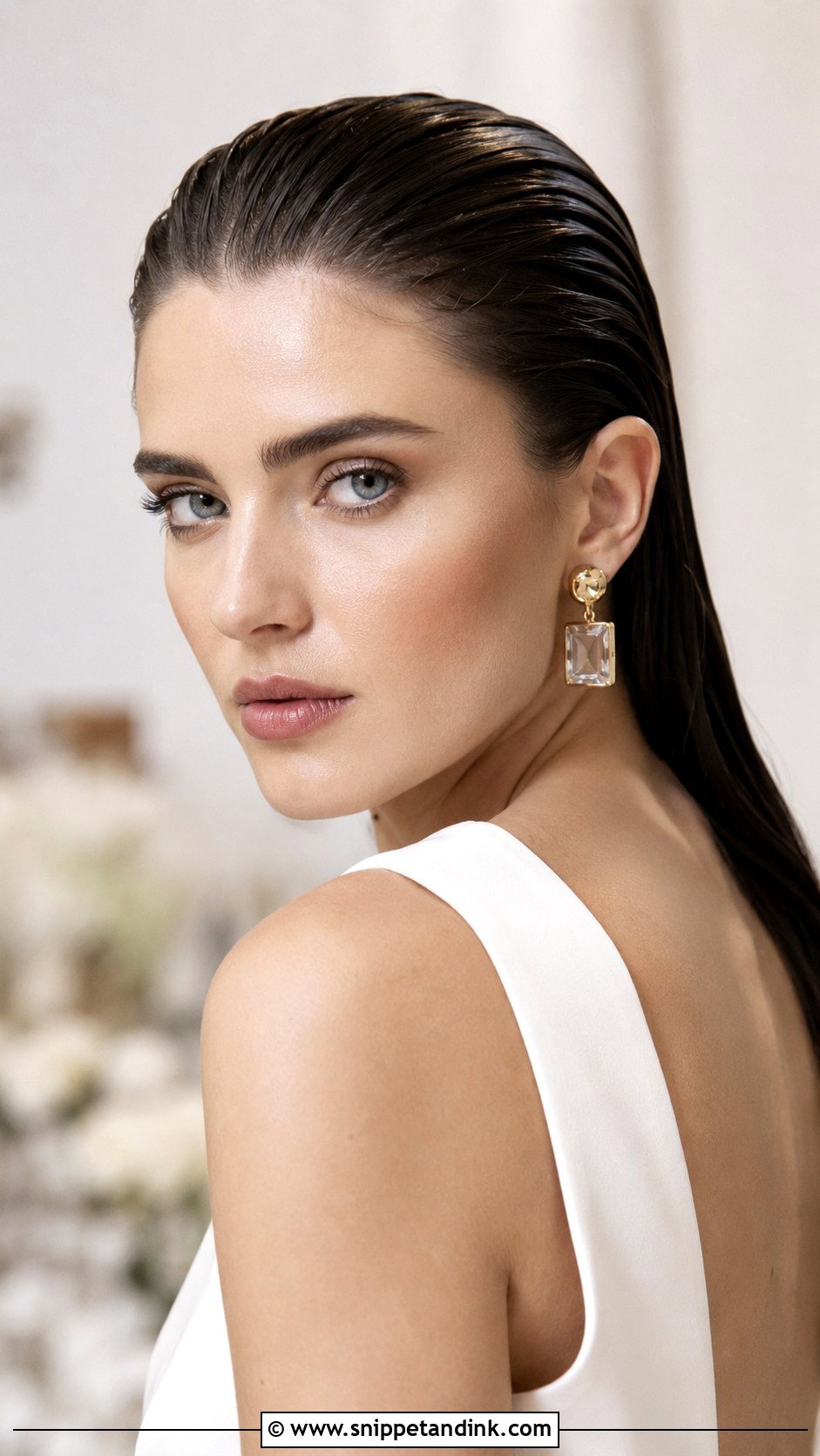 Slicked Back Wet Look - Snippet and Ink - 25 Bridal Hair Ideas