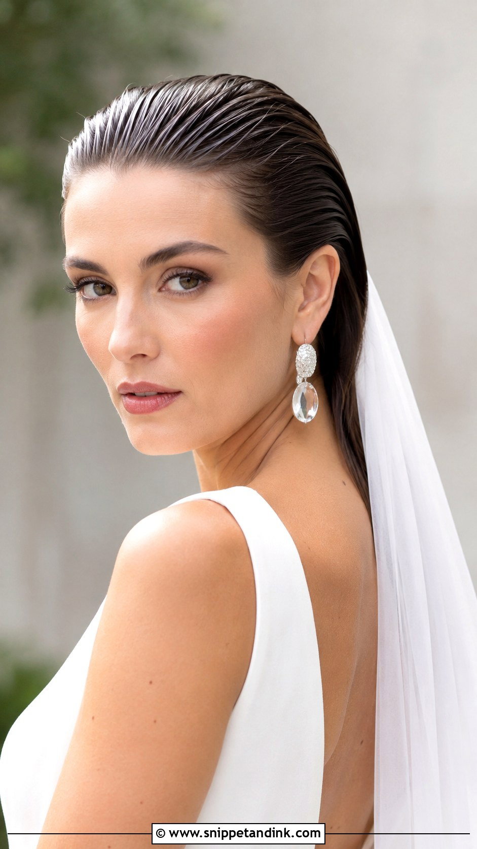 Slicked Back Wet Look - Snippet and Ink - 25 Modern Bridal Hair Ideas