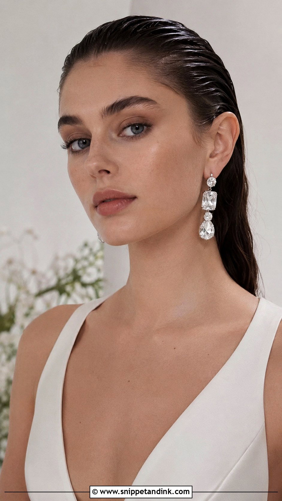 Slicked Back Wet Look - Snippet and Ink - 25 Shoulder Length Wedding Hairstyles
