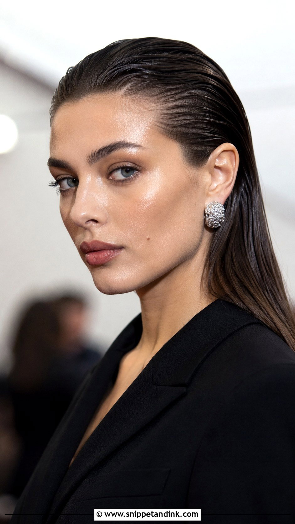 Slicked Back Wet Look - Snippet and Ink - 30 Short Hair Wedding Guest Styles