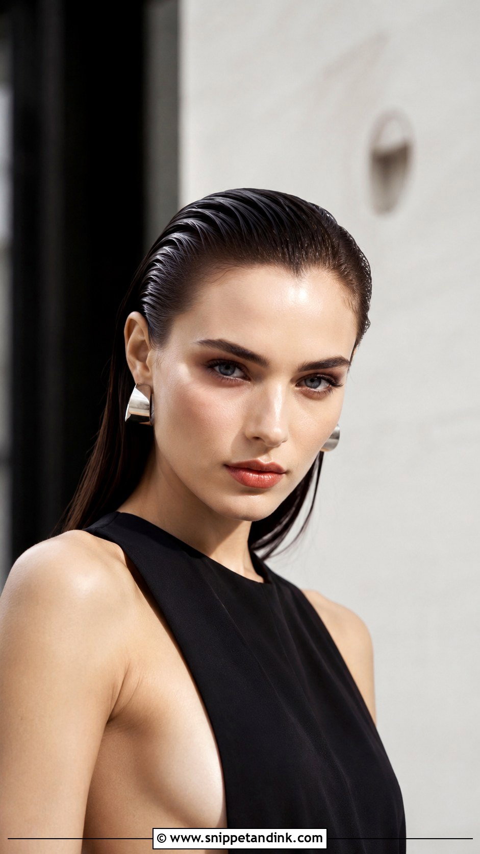 Slicked Back Wet Look - Snippet and Ink - 20 Engagement Hairstyles Short Hair