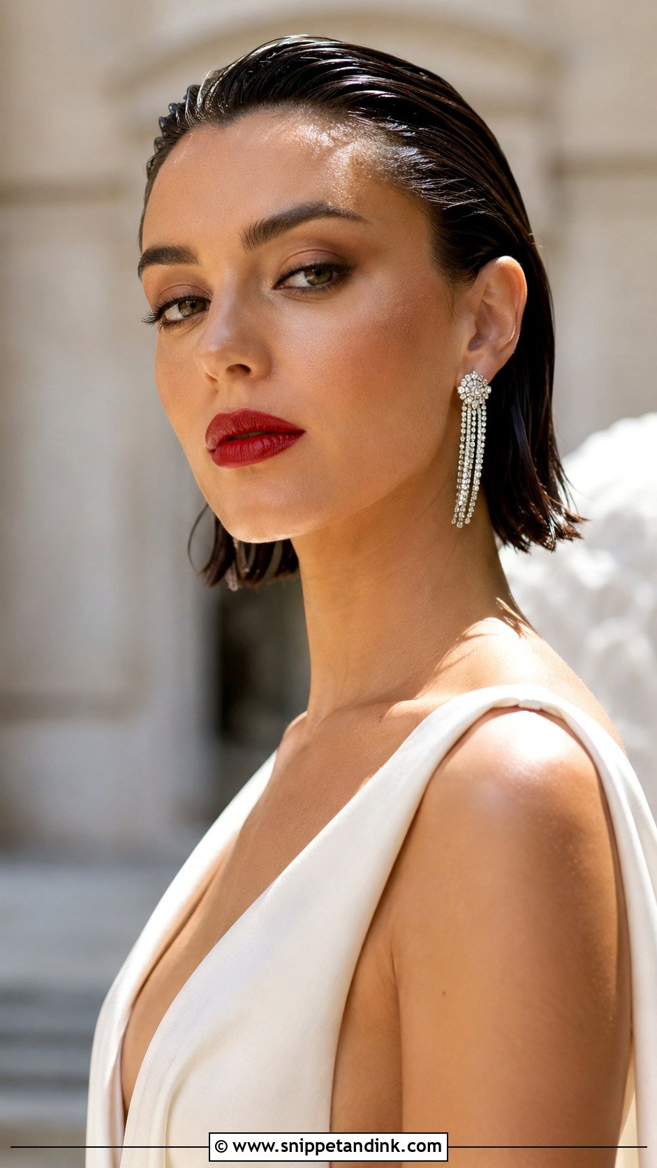 Slicked Back Wet Look Bob - Snippet and Ink - 25 Wedding Hair Styles Short Hair