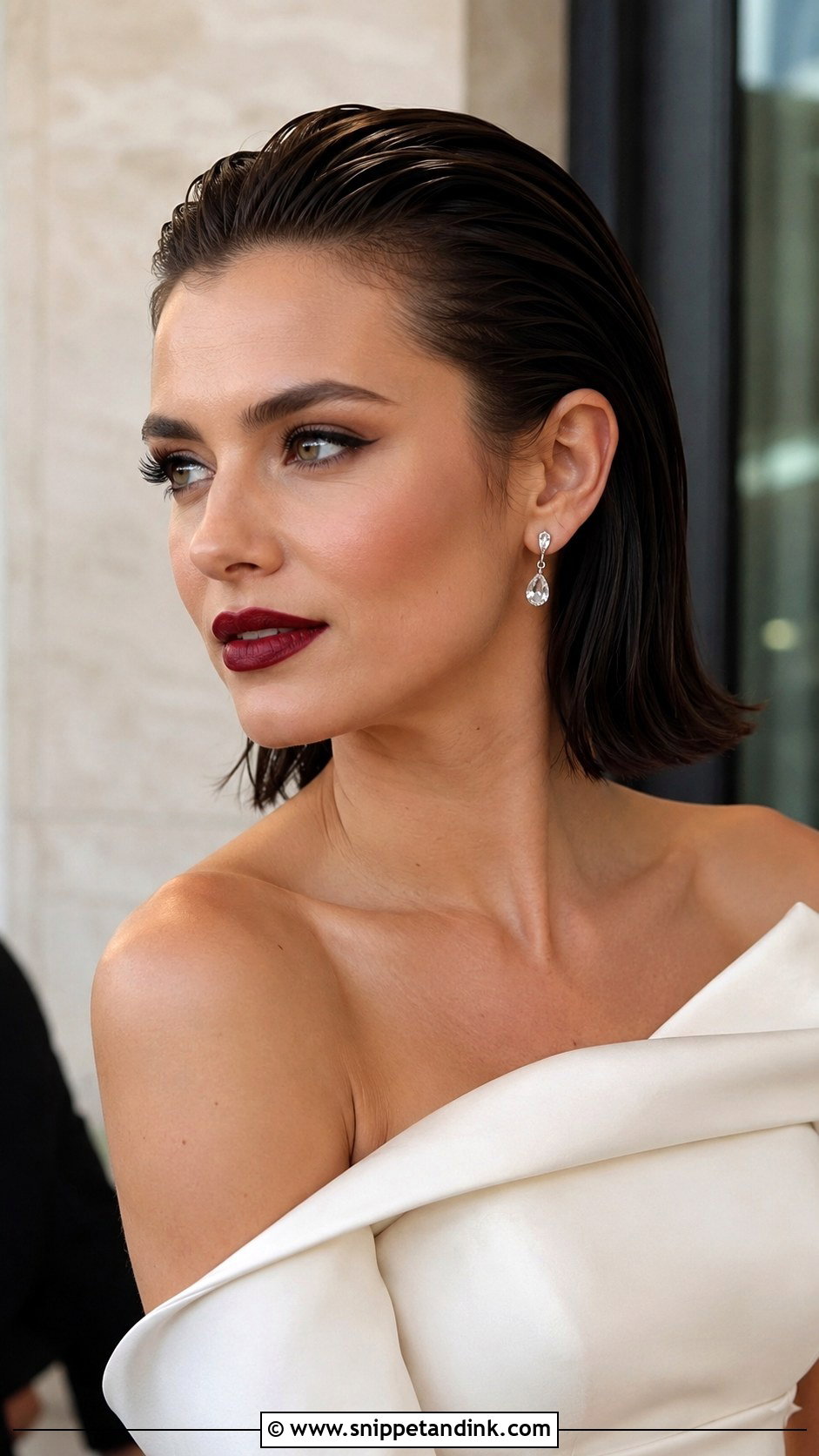 Slicked Back Wet Look Bob - Snippet and Ink - 35 Wedding Hairstyles for Short Hair