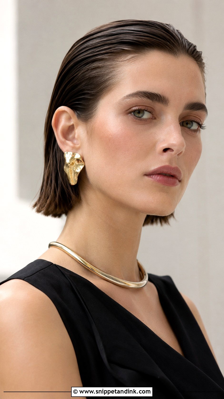 Slicked Back Wet Look Bob - Snippet and Ink - 20 Short Hairdos for Wedding
