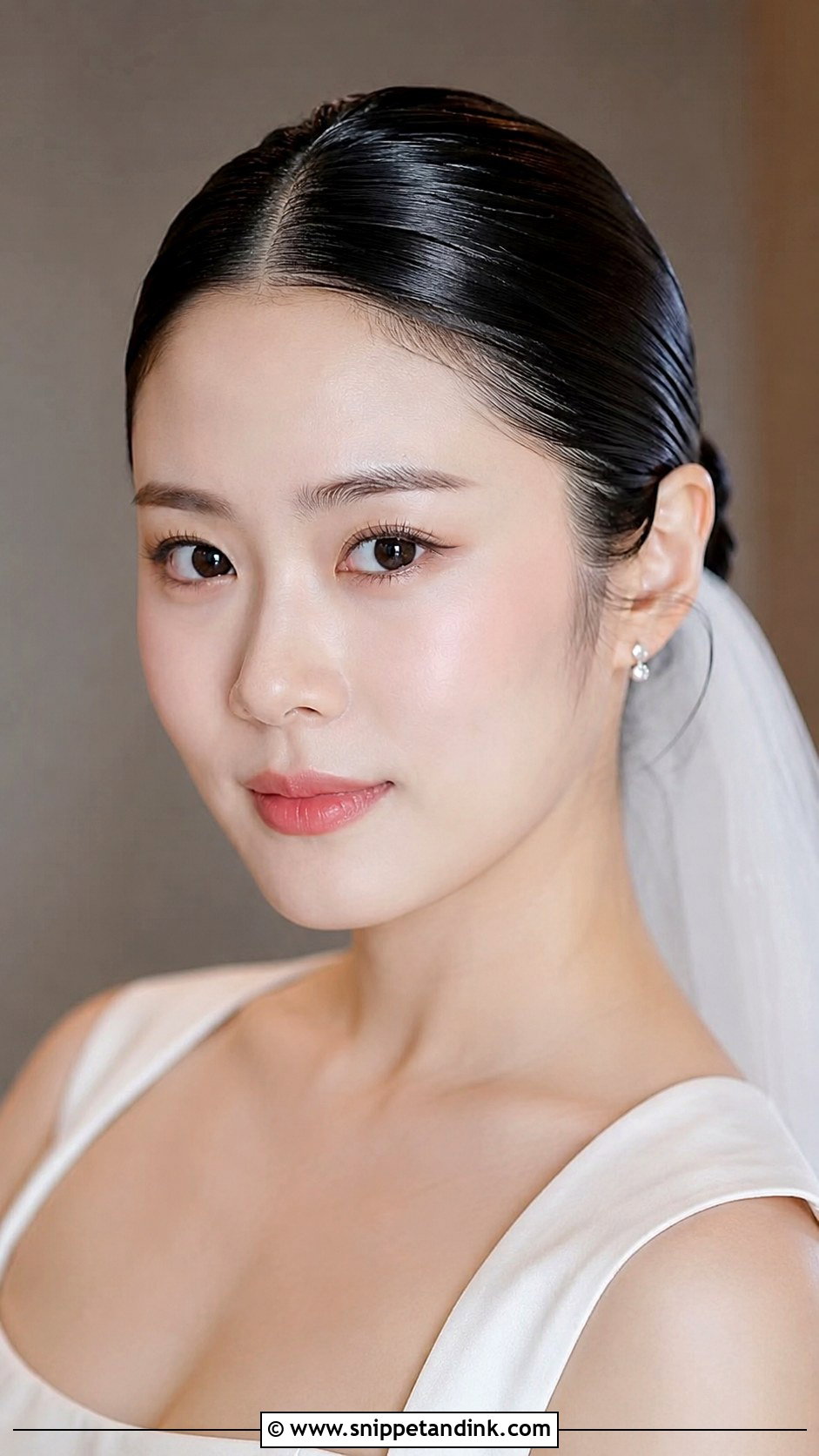 Slicked Back Wet Look Bridal Hair - Snippet and Ink - 20 Edgy Wedding Hair Ideas