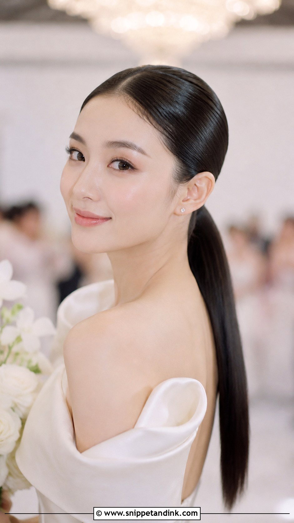 Slicked Back Wet Look Ponytail - Snippet and Ink - 30 Ponytail Wedding Hairstyles