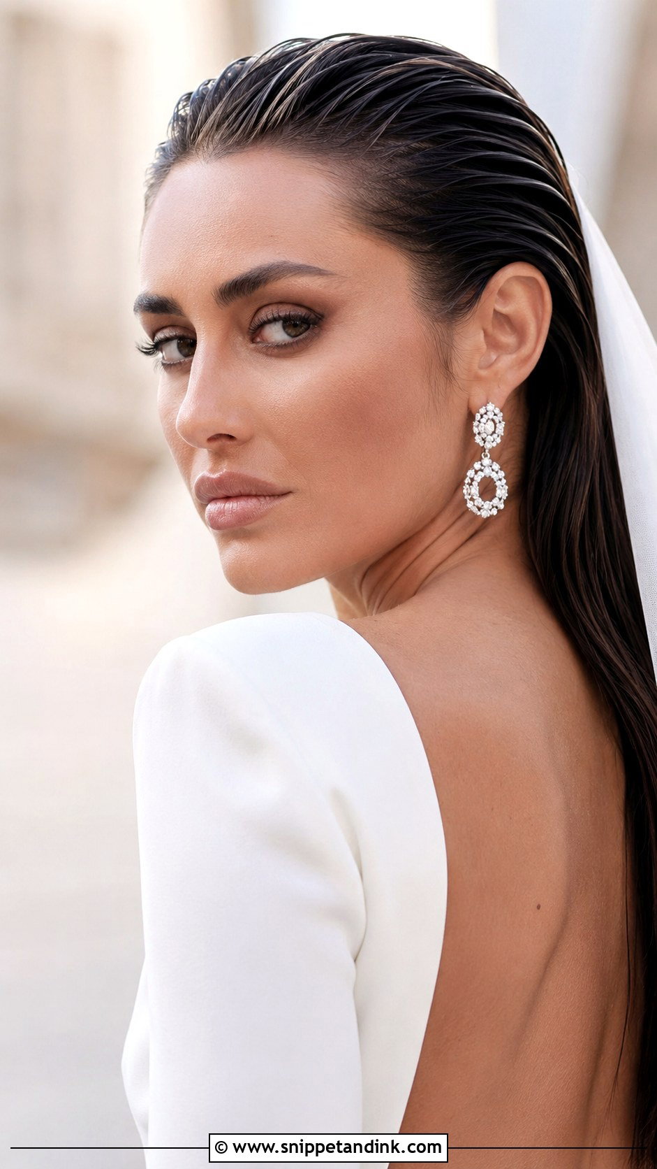 Slicked Back Wet Look Wedding Hairstyle - Snippet and Ink - 35 Wedding Hairstyle Ideas